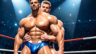 Wrestling muscular destroys beefy ass in public ring