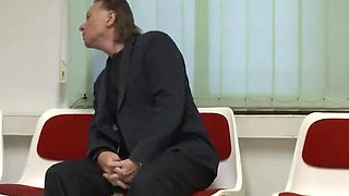 Beautiful blonde fucks finds and rides huge cock inside train station