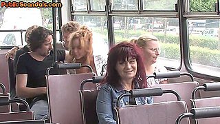 Public bitch drilled in bus b4 she gets fucked outdoor