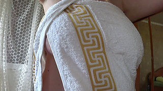 Big Natural Boobs Close up. a Home Camera Watches a Mature Wife.