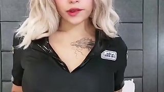 Blonde darling with perfect boobs having fun - Homemade video