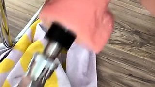 Black slut close up toy double