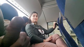 Spycam catches curvy mommy giving a blowjob and handjob on the bus
