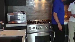 Busty teenager gives her stepdad a deep fellatio during