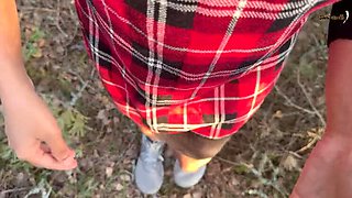 Indian Desi Aunty Outdoor Blowjob with Stranger in Forest - Almost Caught Public Sex