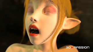 Dungeon Domination: Orc Breaks Elven Girl with Rough Assfuck & Cum