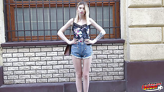 German Scout - First Anal Sex for Small Tits Girl Milena Devi at Pick up Casting Fuck