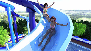 Reunion 18 John, May & Khole's Wet Water Park Threesome Tease - Bikini Slips & Splashes