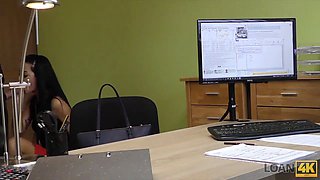 Loan4k. unemployed brunette stunner has no choice so why disrobes