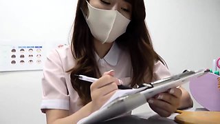 Attractive Japanese nurse in sexy lingerie voyeur upskirt