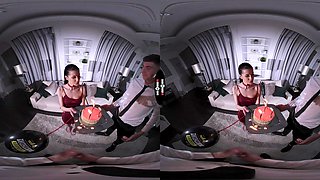 Sophie Weber VR Porn: Unwrapping Her First Threesome - DarkRoomVR