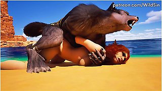 Werewolf And Elf Fucks On The Beach