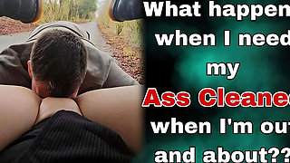 Blonde Domina Makes Slave Clean Her Ass Outside Car