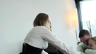 Amateur blonde rubbing pussy with panty