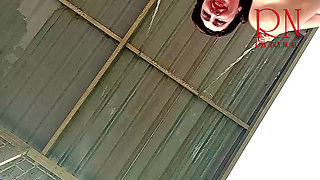 Beutiful lady swinging without panties on a swing outdoors. Slow motion 127 3