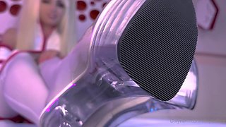 Hot babe in white stockings porn video