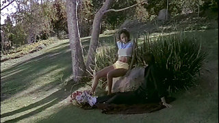 Black Babe with Nice Tits Gets Her Hairy Cunt Pounded in the Garden