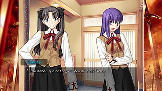 Gamer girl in hentai adventure with a big cock and large assets