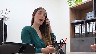 Busty blonde amateur blowjob and fingers her pussy