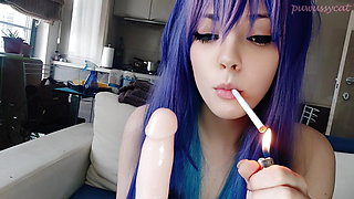 Adorable Anime Egirl Smoking and Teasing your cock (ask me for full vid)