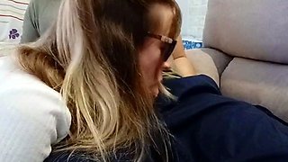 Blonde Babe's Clothes Ruined by Extreme Bukkake Before Work
