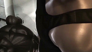 Men's Room, Cute Asian Girl Swallows Big Black Cock in a Public Toilet, Emptie41