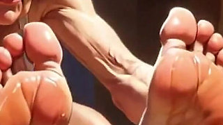 Old Granny Foot Worship - Man Licking Oiled Wrinkled Soles