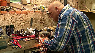 Blonde babe likes older bald dudes and she just found one