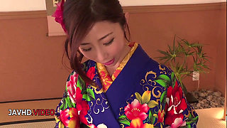 Ayumi Shinoda Sizzles with Seductive Kimono Blow Job Performance Live On-Cam