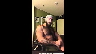 Hairy Lumberjack Masturbates, Showing Off His Cock