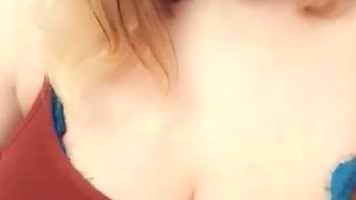 Close up with teen blonde sex doll rubbing her cunt