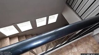 Blonde French Teen Chloe Chevalier Gets Anal DP on Stairs - Risky Outdoor Fuck While Parents Gone