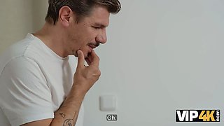 Vip4k. grandpa took a sex toy out of a young girlfriend's pussy and pounded her in trio holes