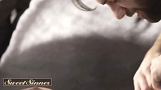 Saucy sinner - hotty dark haired gets seduced by her landlord and his enormous cock in her vagina