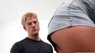 Bratty step sister teen bosses her new step brother around