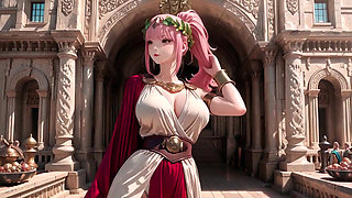 Private Morning Reading in the Roman Court, Silk Stockings Crossed, Taboo Lip Touch!