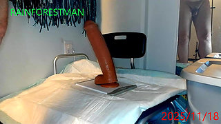 Rainforest man Hungry Hole Trying to Sit on 15-Inch-Long Gigantic Dildo