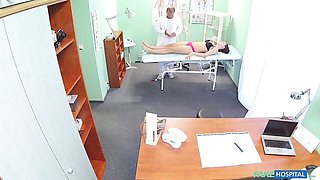 An awesome doctor fucked a long-legged brunette Morgan Magic