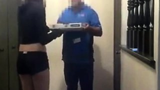 Blowjob and swallow for the pizza delivery guy