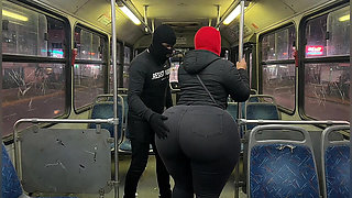 Big Ass Girl in Pink Leggings on the Bus Strips to Pink Thong