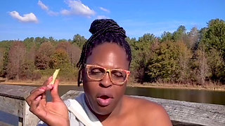 MATURE EBONY COUGAR MAKING FETISH CONTENT IN PUBLIC PT 1