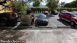 Pawnshop slut fucked in doggystyle by BWC in meeting room