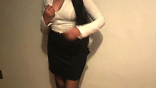 Shhh Don't Make Noise!! That They Can See Us!! Whore Secretary Waits for Everyone to Leave the Office