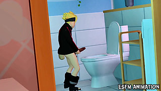 Boruto Caught on Bathroom. Naruto Hentai