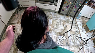 Bathrobe MILF Hair Drying and Brushing Blowjob with Cum in My Hair