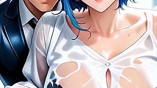 Noxa the Soaked Office Slut Harem Girl Rainy Rooftop Guardrail Doggy Cowgirl Facial 4k