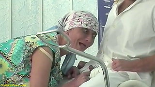 ugly grandma rough fisted by her doctor