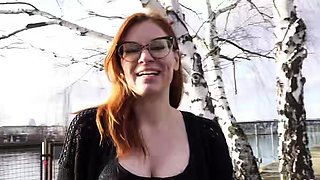 GERMAN SCOUT - Glasses Ginger Redheadh MILF Mona Einhorny