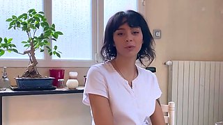 Tattooed German brown-haired likes solo masturbation with