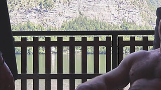 Don’t Wake the Neighbors: Risky Outdoor Balcony Sex & Raw Creampie in the Alps